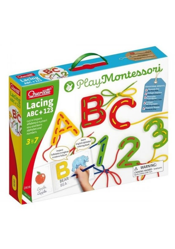 Levně Lacing ABC + 123 Alphabets and numbers / Provlékací souprava s písankou a omalovánkami