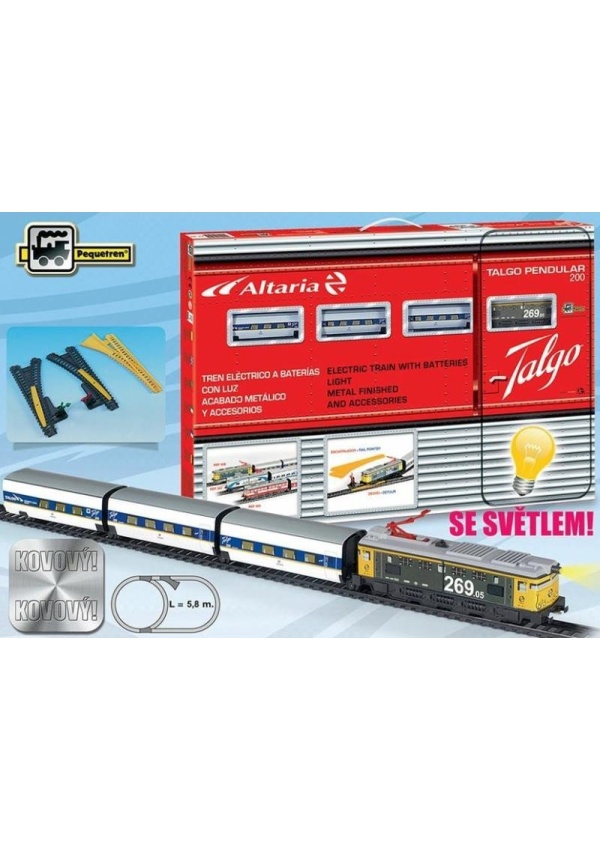 Kloubový vlak Talgo s výhybkou a nájezdem