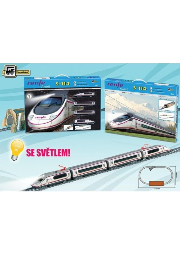 Vysokorychlostní vlak Renfe Avant S-114 s horským tunelem