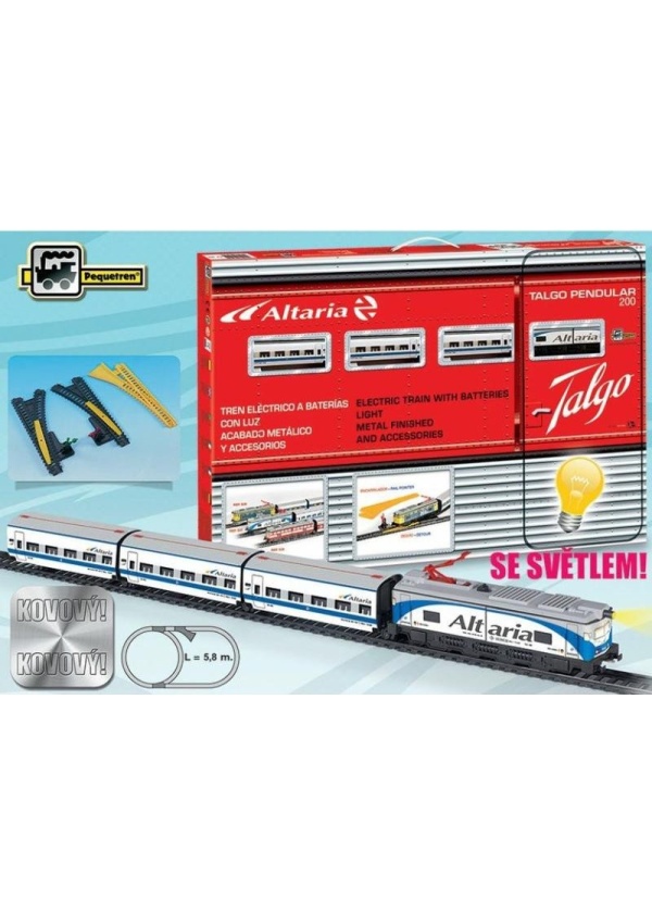 Kloubový vlak Talgo s výhybkou a nájezdem