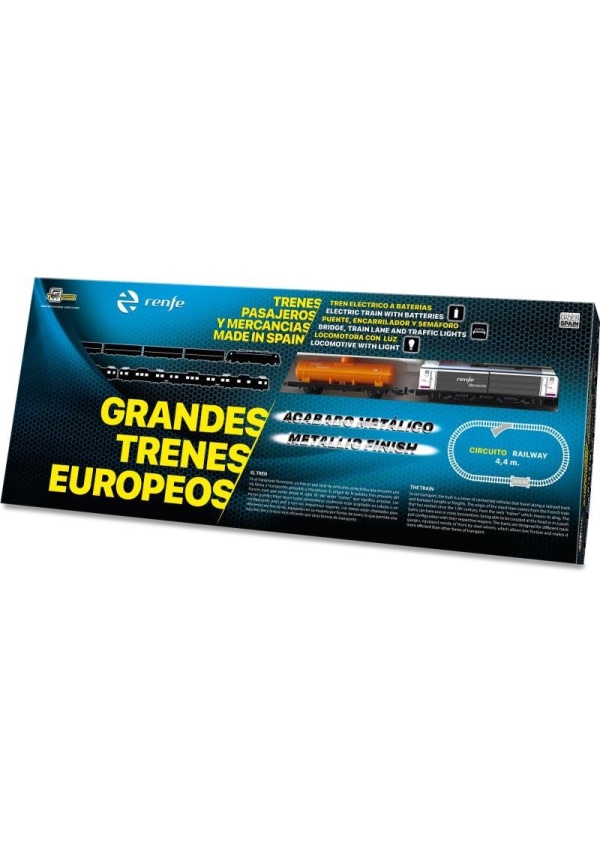 Nákladní vlak Arco Renfe Pequetren 526 s mostem, semaforem a nájezdem