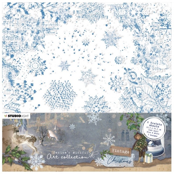 Levně Acetátová fólie Vintage Christmas, 6 ks