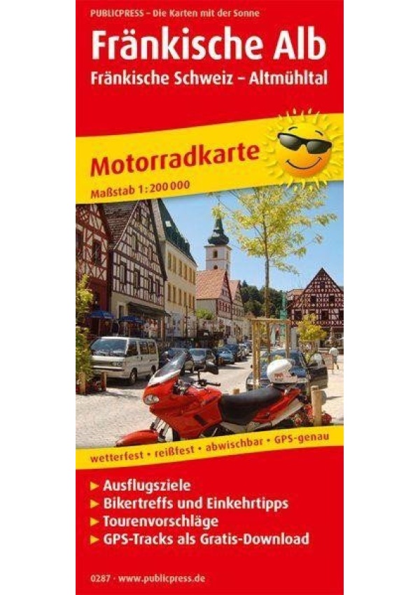 Francké Alb-Francské Švýcarsko-Altmühltal 1:200 000 / motocyklová mapa