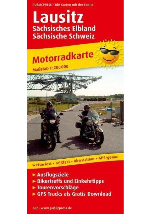 Lausitz, Sächsisches Elbland-Sächsische Schweiz 1:200 000 / motocyklová mapa