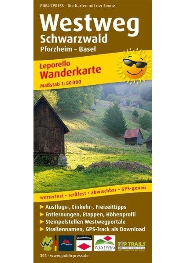 Westweg Černý les, Pforzheim-Basilej 1:50 000 / turistická mapa