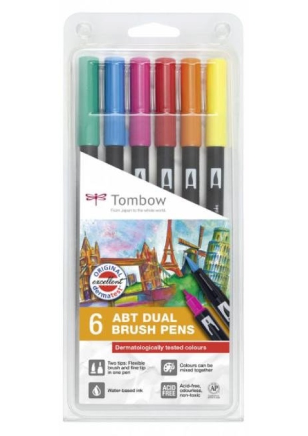 Tombow Oboustranný štětcový fix ABT - Dermatologicaly 6 ks KALIA paper, s.r.o.