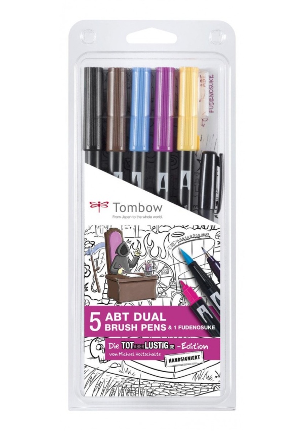 Tombow Oboustranný štětcový fix ABT - speciální komiksová edice 5 ks ABT + 1 ks Fudenosuke
