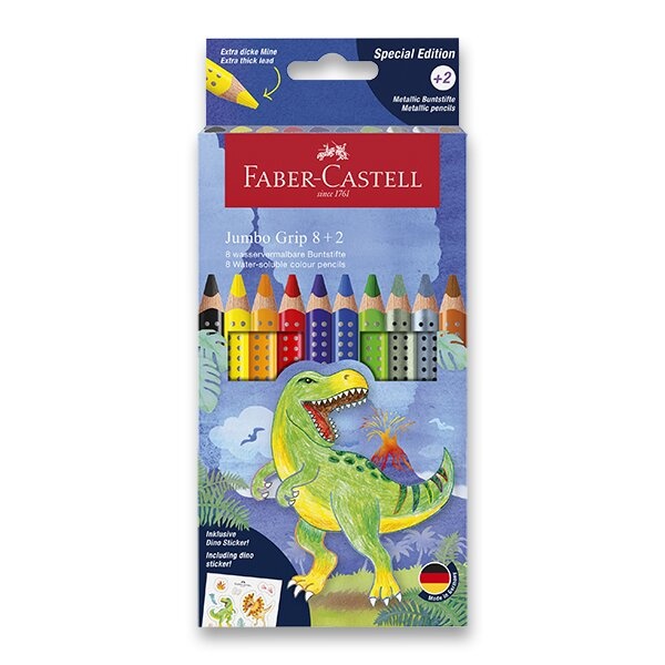 Levně Pastelky Faber-Castell Colour Grip Jumbo Dinosaurus 10 barev