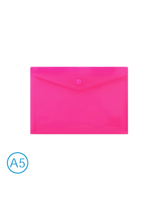 Obal spisový s klopou a drukem  A5 neon LUMA, růžová