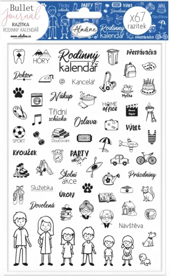 Diářová razítka Bullet Journal, 67 ks - Rodinný kalendář