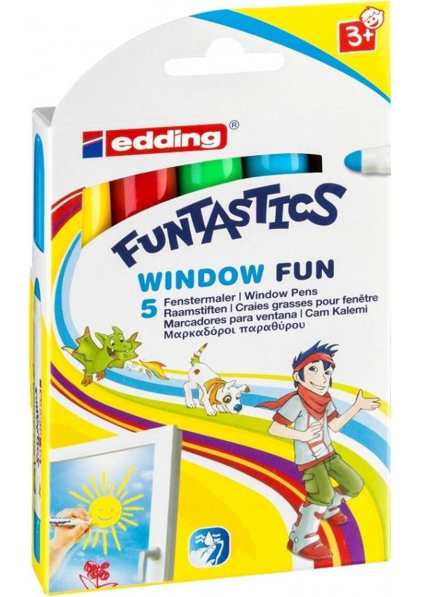 Levně Edding Dětský popisovač Funtastics na okna 16, sada 5 barev