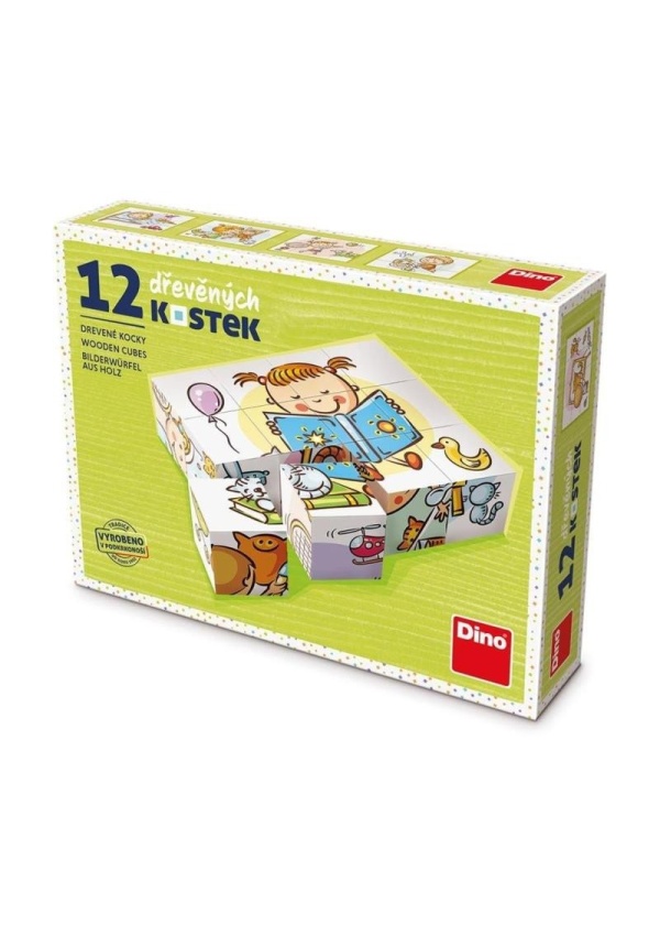 Hezký Den - Dřevěné kostky 12 ks