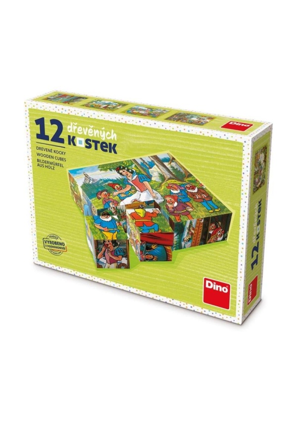 Sněhurka - Dřevěné kostky 12 ks