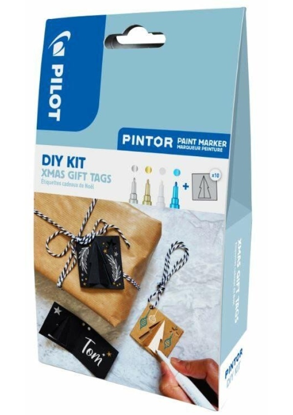 PILOT Pintor Fine Kreativní sada akrylových popisovačů 0,9-1,5mm - XMAS 4 ks + visačky 10 ks