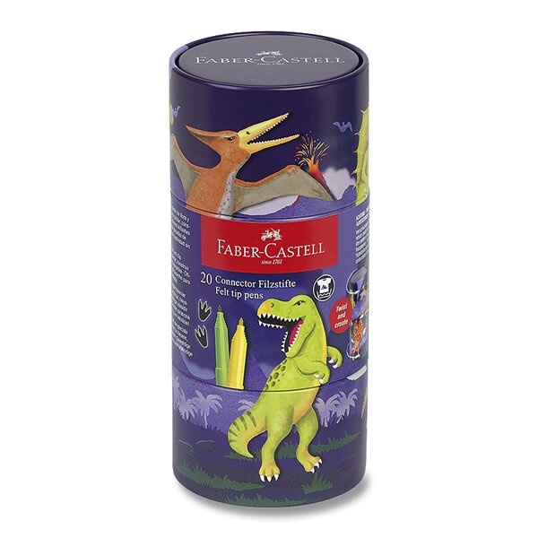 Levně Fixy Faber-Castell Connector Dinosaurus tuba, 20 ks
