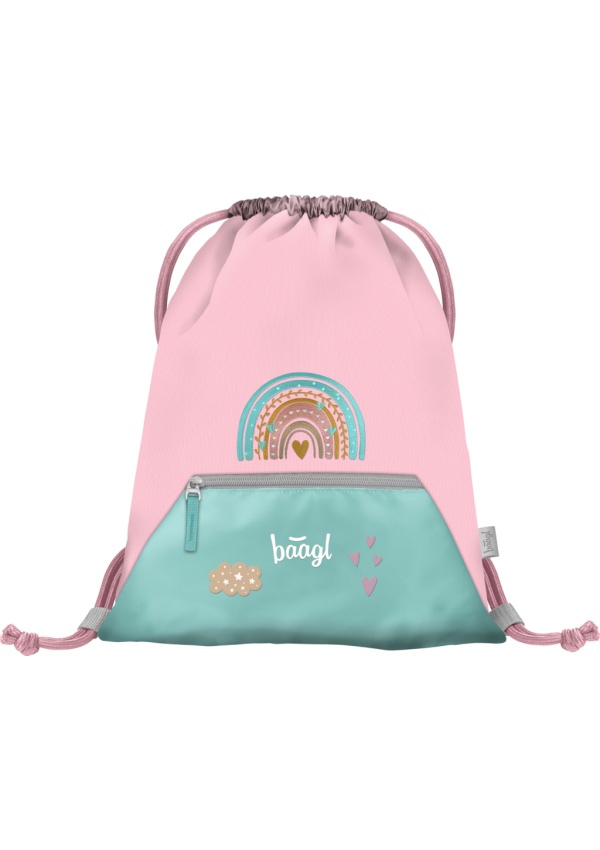 BAAGL Sáček s kapsou Duha růžový
