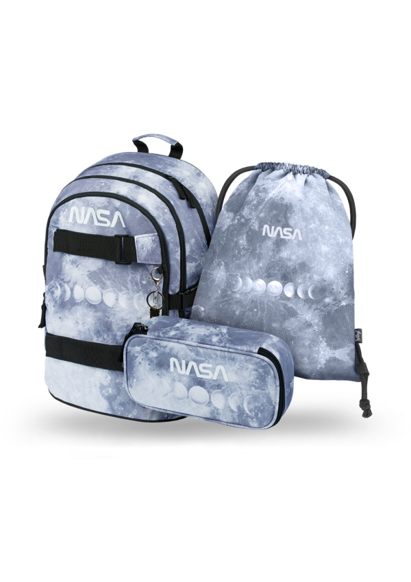 Levně BAAGL 3 SET Skate NASA Grey: batoh, penál, sáček