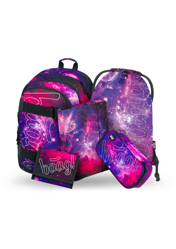 BAAGL 5 SET Skate Galaxy: batoh, penál, sáček, desky, peněženka