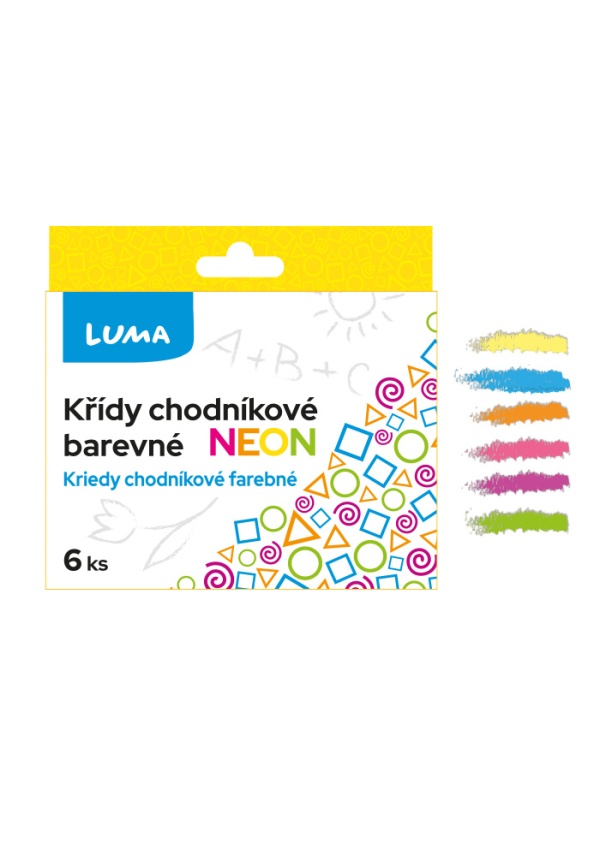 Křídy chodníkové 6ks NEON, krabička LUMA
