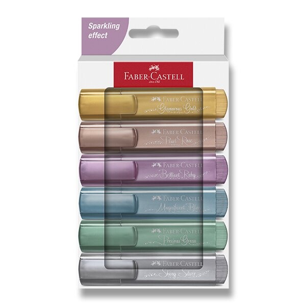 Levně Zvýrazňovač Faber-Castell Textliner 46 Metallic sada 6 barev