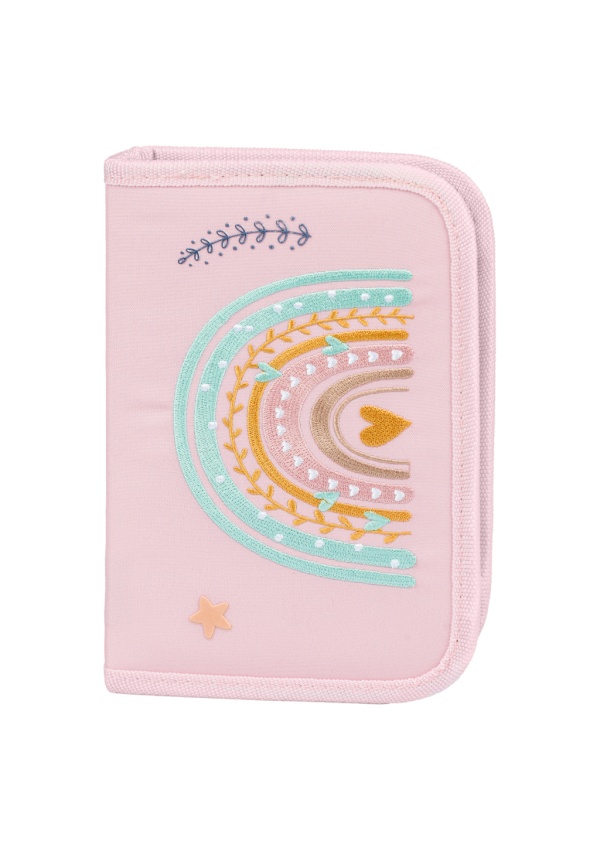 BAAGL Školní penál jednopatrový Duha růžový