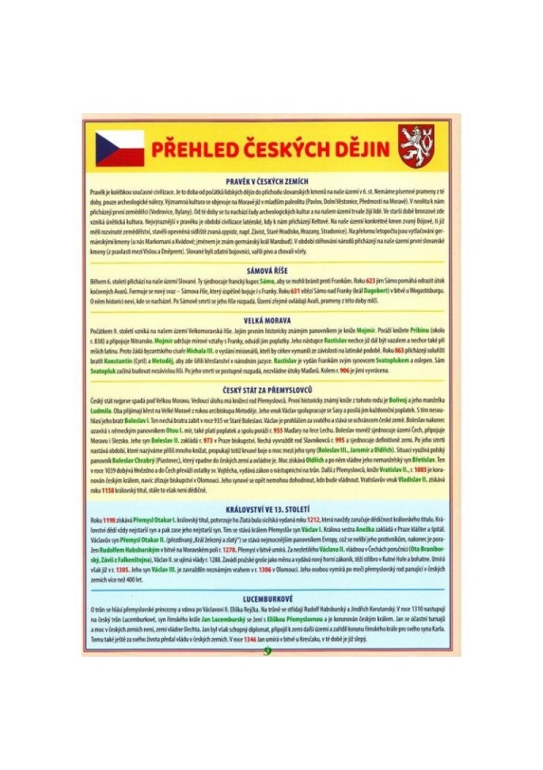 Přehled českých dějin - tabulka