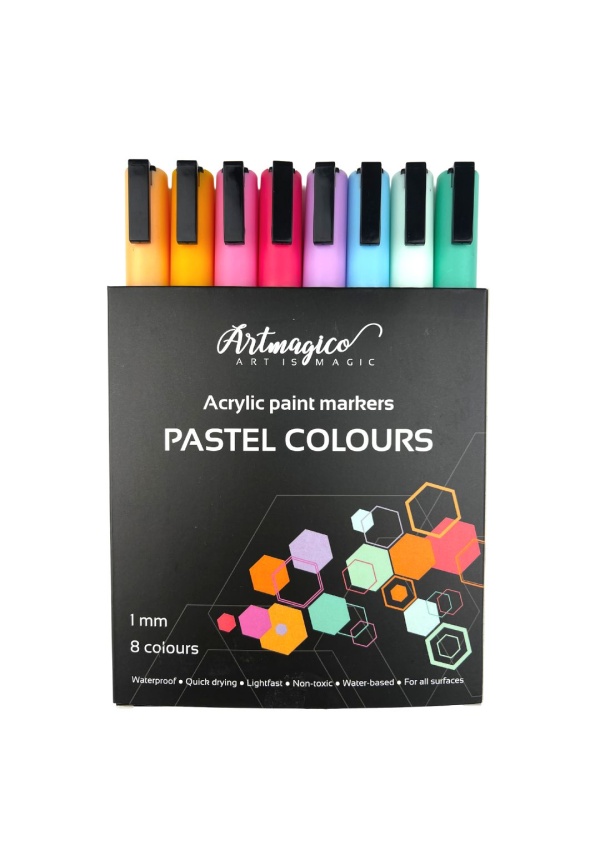 Artmagico akrylové popisovače s jemným hrotem - pastelové  - 8 ks | 80500