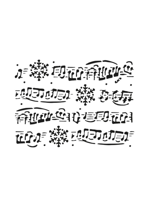 Šablona Noty s vločkami, 20 x 15 cm