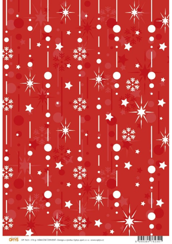 Papír A4, vánoční červený , 170g - jednostranný