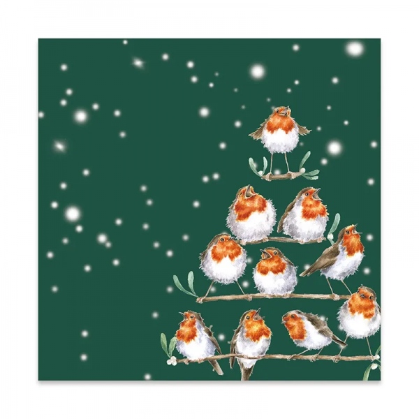 Levně Vánoční ubrousky Wrendale Designs Rockin´ Robins, 33x33 cm - Červenky