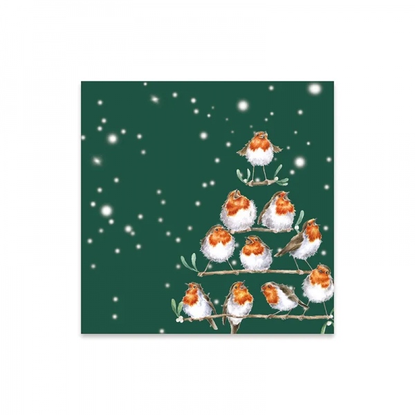 Levně Vánoční ubrousky Wrendale Designs Rockin´ Robins, 24x24 cm - Červenky