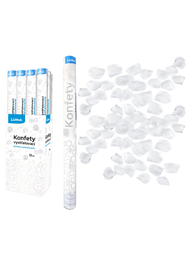 Levně Konfety vystřelovací 60cm plátky růží bílé LUMA