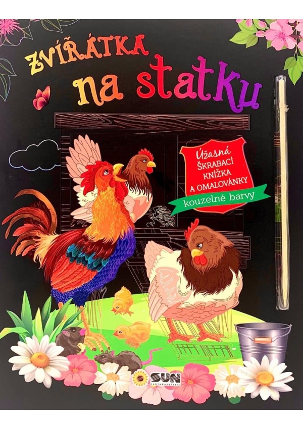 Zvířátka na statku - Úžasná škrábací knížka a omalovánky