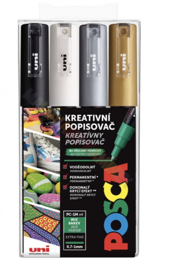 Levně POSCA akrylový popisovač PC-1M Sada 4 barev