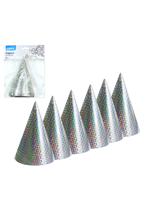 Čepice 15cm 6ks LASER stříbrná LUMA
