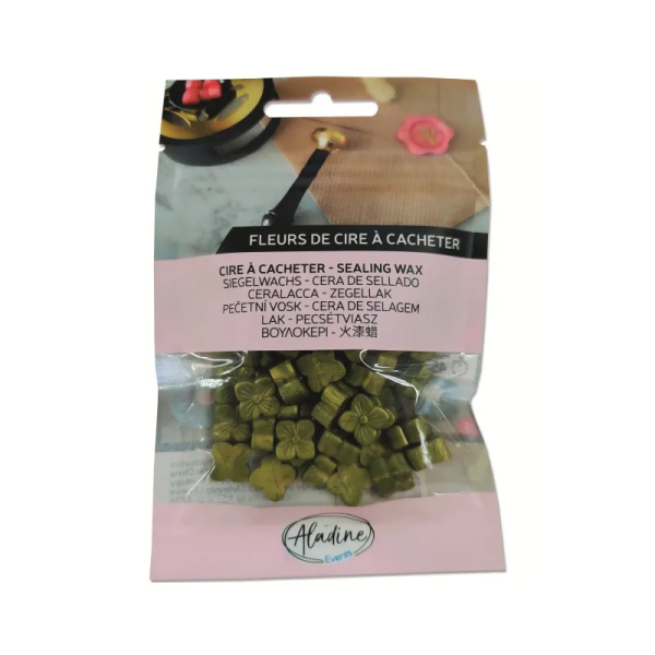 Pečetní vosk granulovaný Aladine - vert olive nacré, perleťový olivový