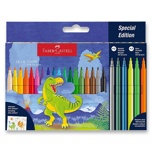 Levně Fixy Faber-Castell Dinosaurus 24 barev