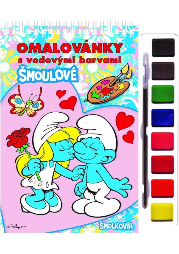 Šmoulové - Omalovánky s vodovými barvami a štětcem