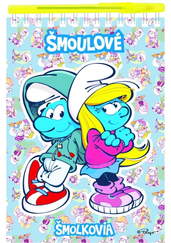 Šmoulové - Psací sada (Blok A5 s kroužkovou vazbou + kuličkové pero)