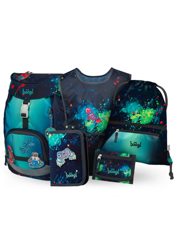 BAAGL SET 5 AIRY Chill: batoh, penál, sáček, zástěra, peněženka 