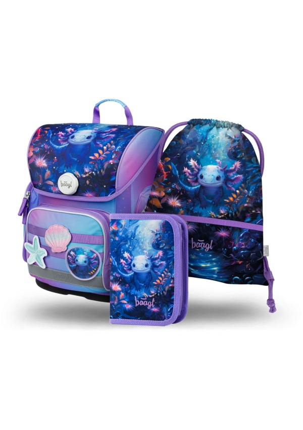 BAAGL SET 3 Ergo Axolotl: aktovka, penál, sáček