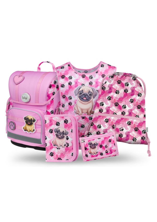 BAAGL SET 5 Ergo Tlapky: aktovka, penál, sáček, zástěra, peněženka