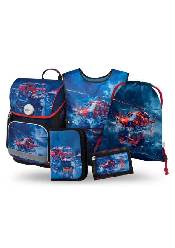 BAAGL SET 5 Ergo Záchranáři: aktovka, penál, sáček, zástěra, peněženka