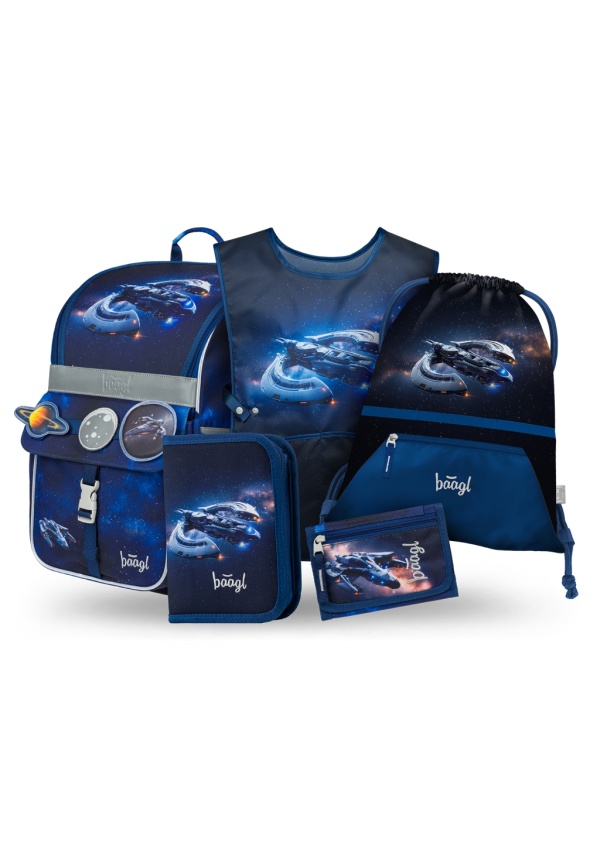 BAAGL SET 5 Zippy Vesmírná Loď: aktovka, penál, sáček, zástěra, peněženka