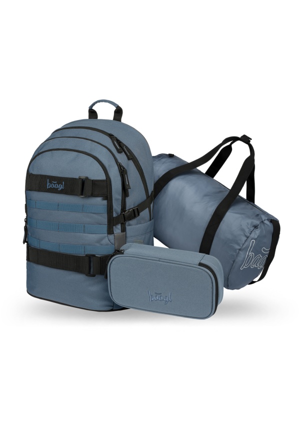 Levně BAAGL SET 3 Skate Dust Blue: batoh, penál, sportovní taška