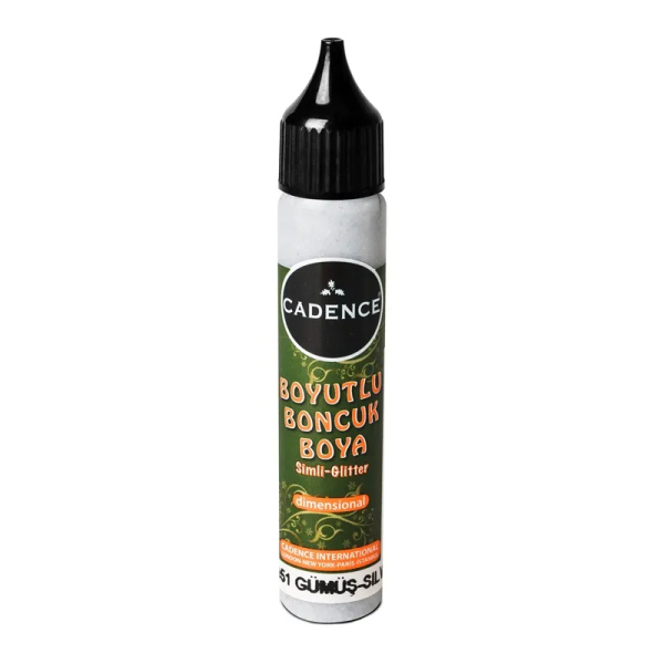 Levně Kontura Cadence Dimensional Paint, 25 ml - silver, třpytivá stříbrná