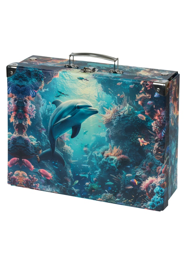 BAAGL Skládací školní kufřík Delfín s kováním