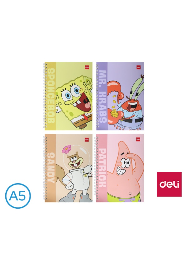 Blok spirála A5 linka 60l SPONGEBOB DELI ELA560 mix
