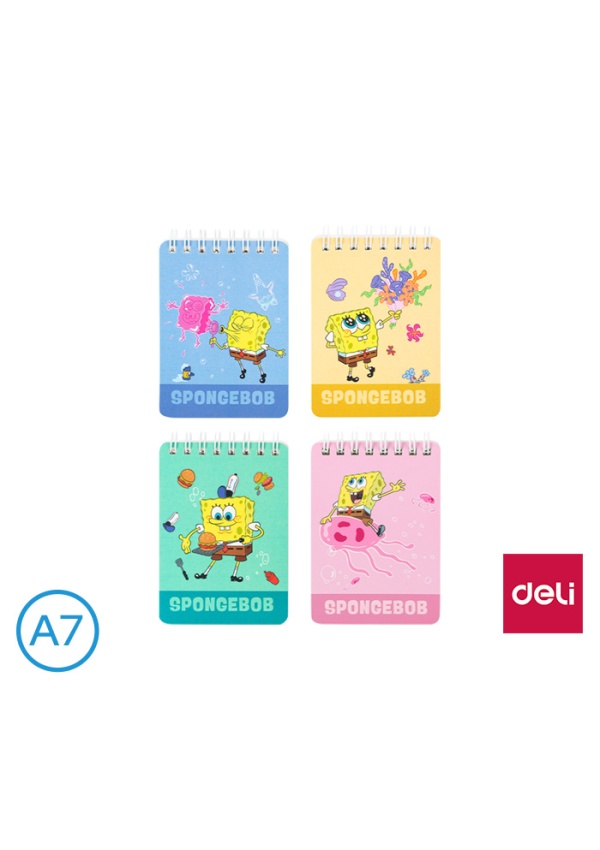 Blok spirála A7 čtvereček 100l SPONGEBOB DELI ELA7100 mix