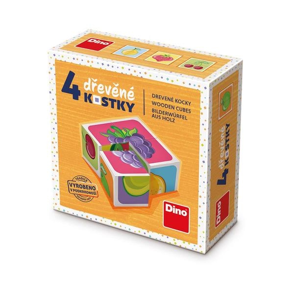 Dino Dřevěné kostky Ovoce 4 ks
